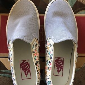 Vans Stripe / Floral Classic Slip-Ons